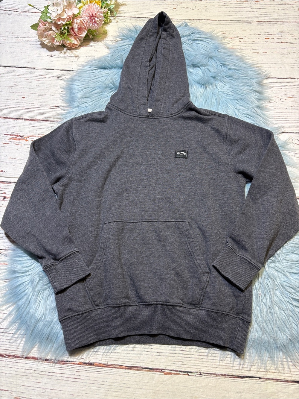 Billabong Kids Charcoal Hoodie - Dark Gray Pullover sz 12